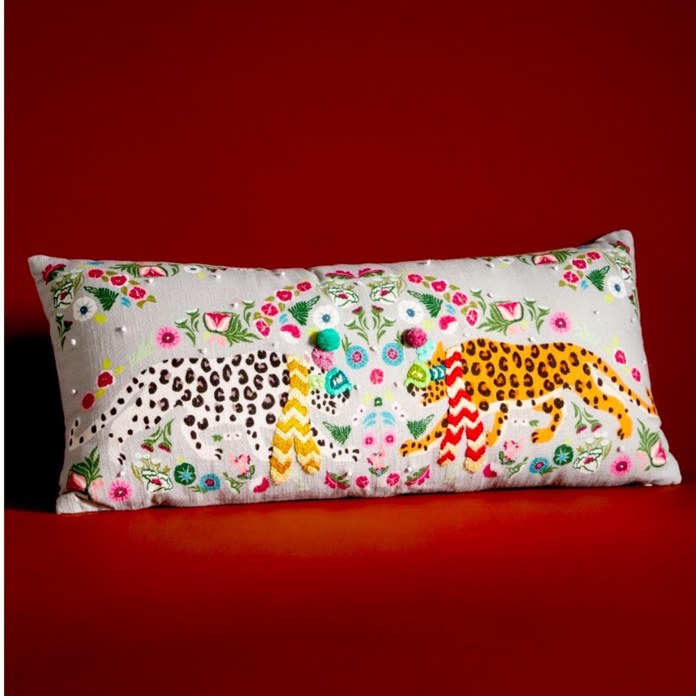 Anthropologie Holiday Cheetah pillow‎ collectible